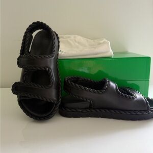 Bottega Veneta Black Jack Leather Braided Sandals